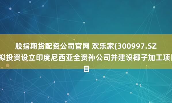 股指期货配资公司官网 欢乐家(300997.SZ)拟投资设立印度尼西亚全资孙公司并建设椰子加工项目